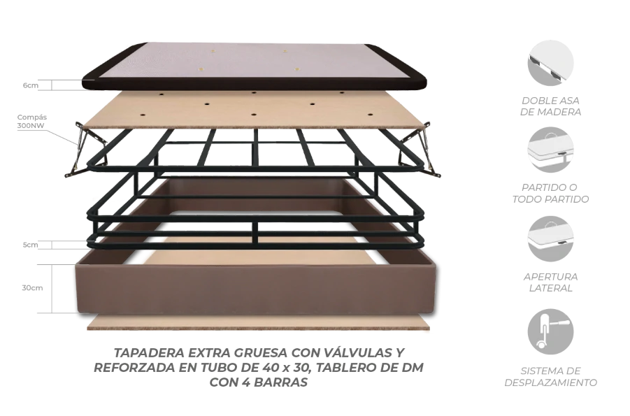 Canape Abatible Gran Capacidad